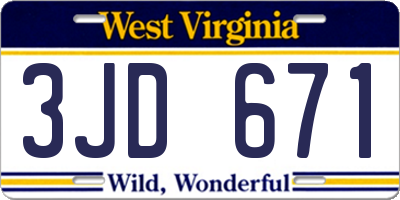 WV license plate 3JD671