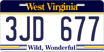 WV license plate 3JD677