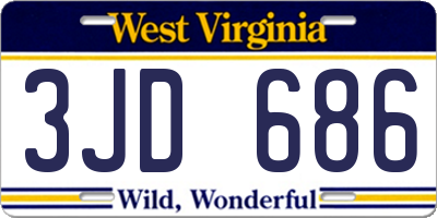 WV license plate 3JD686