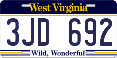 WV license plate 3JD692