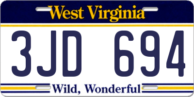 WV license plate 3JD694