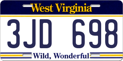 WV license plate 3JD698