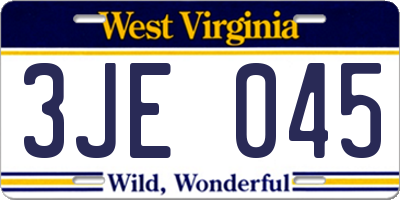 WV license plate 3JE045