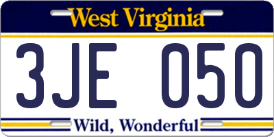 WV license plate 3JE050