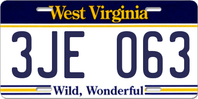 WV license plate 3JE063