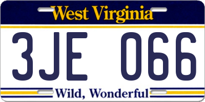 WV license plate 3JE066