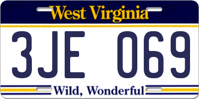WV license plate 3JE069