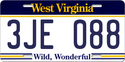 WV license plate 3JE088