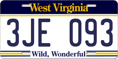 WV license plate 3JE093