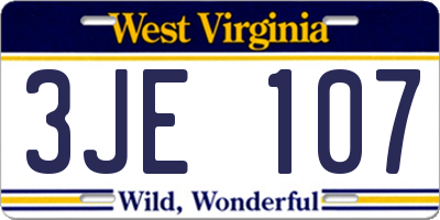WV license plate 3JE107