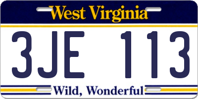 WV license plate 3JE113