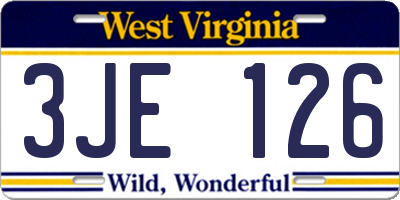 WV license plate 3JE126