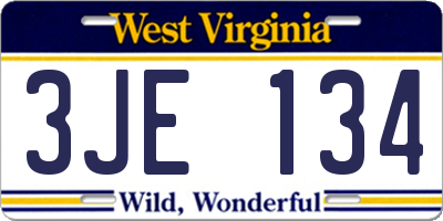 WV license plate 3JE134