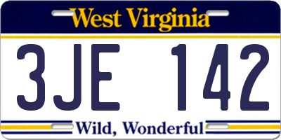 WV license plate 3JE142