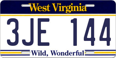 WV license plate 3JE144