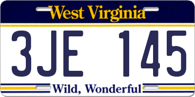 WV license plate 3JE145