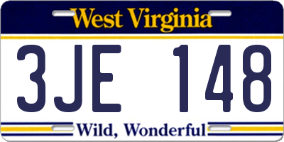 WV license plate 3JE148