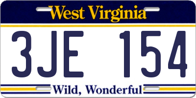 WV license plate 3JE154