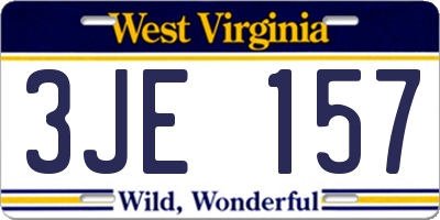 WV license plate 3JE157