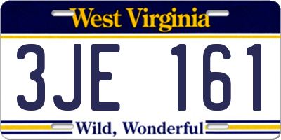 WV license plate 3JE161