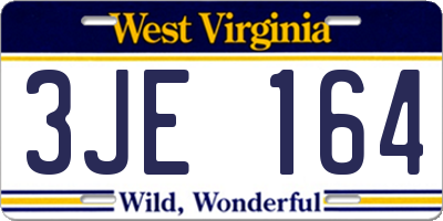 WV license plate 3JE164