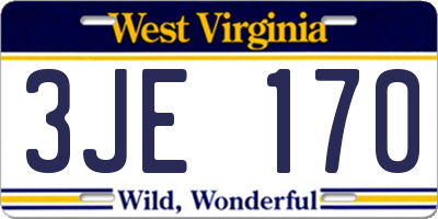 WV license plate 3JE170