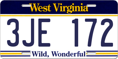 WV license plate 3JE172