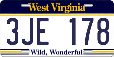 WV license plate 3JE178
