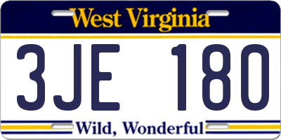 WV license plate 3JE180