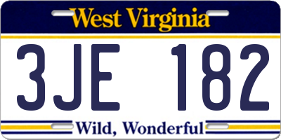 WV license plate 3JE182