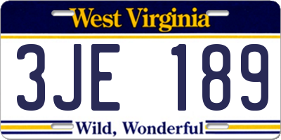 WV license plate 3JE189