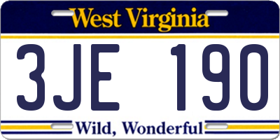 WV license plate 3JE190