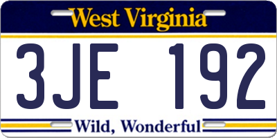 WV license plate 3JE192