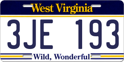WV license plate 3JE193