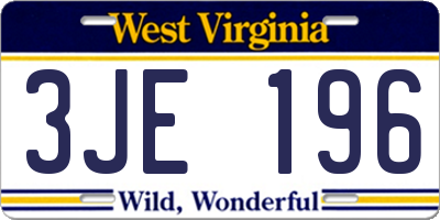 WV license plate 3JE196