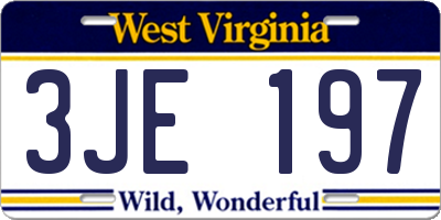 WV license plate 3JE197
