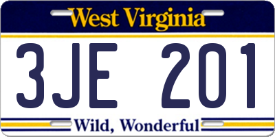 WV license plate 3JE201