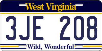 WV license plate 3JE208