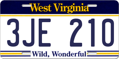 WV license plate 3JE210