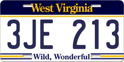 WV license plate 3JE213