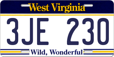 WV license plate 3JE230