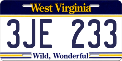 WV license plate 3JE233