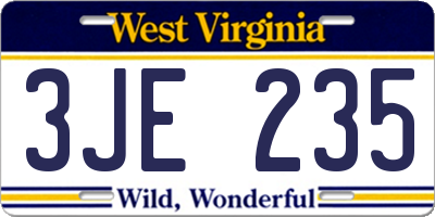 WV license plate 3JE235