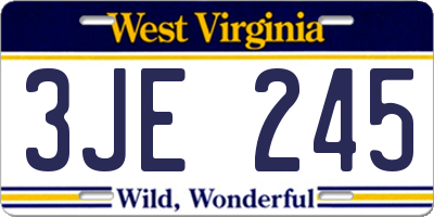 WV license plate 3JE245