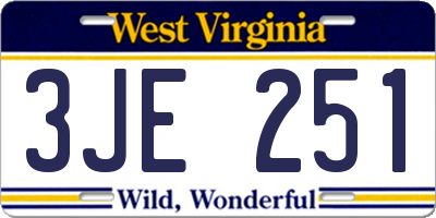 WV license plate 3JE251