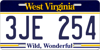 WV license plate 3JE254