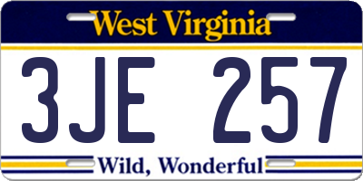 WV license plate 3JE257