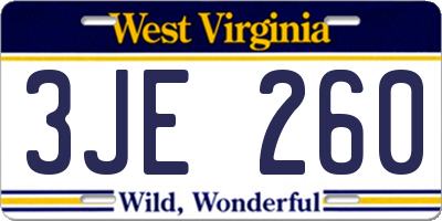 WV license plate 3JE260