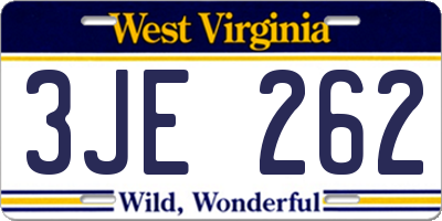 WV license plate 3JE262