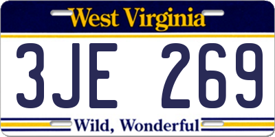 WV license plate 3JE269